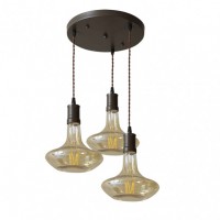 Distribuidor - Lâmpadas Diversas | Lâmpadas Modernas | LAMPARA DACIO 3XE27 MARRON/AMBAR BOMBILLAS INCLUIDAS 24W 3000K 1920LM REGX48X48 CM Ref: 166983002